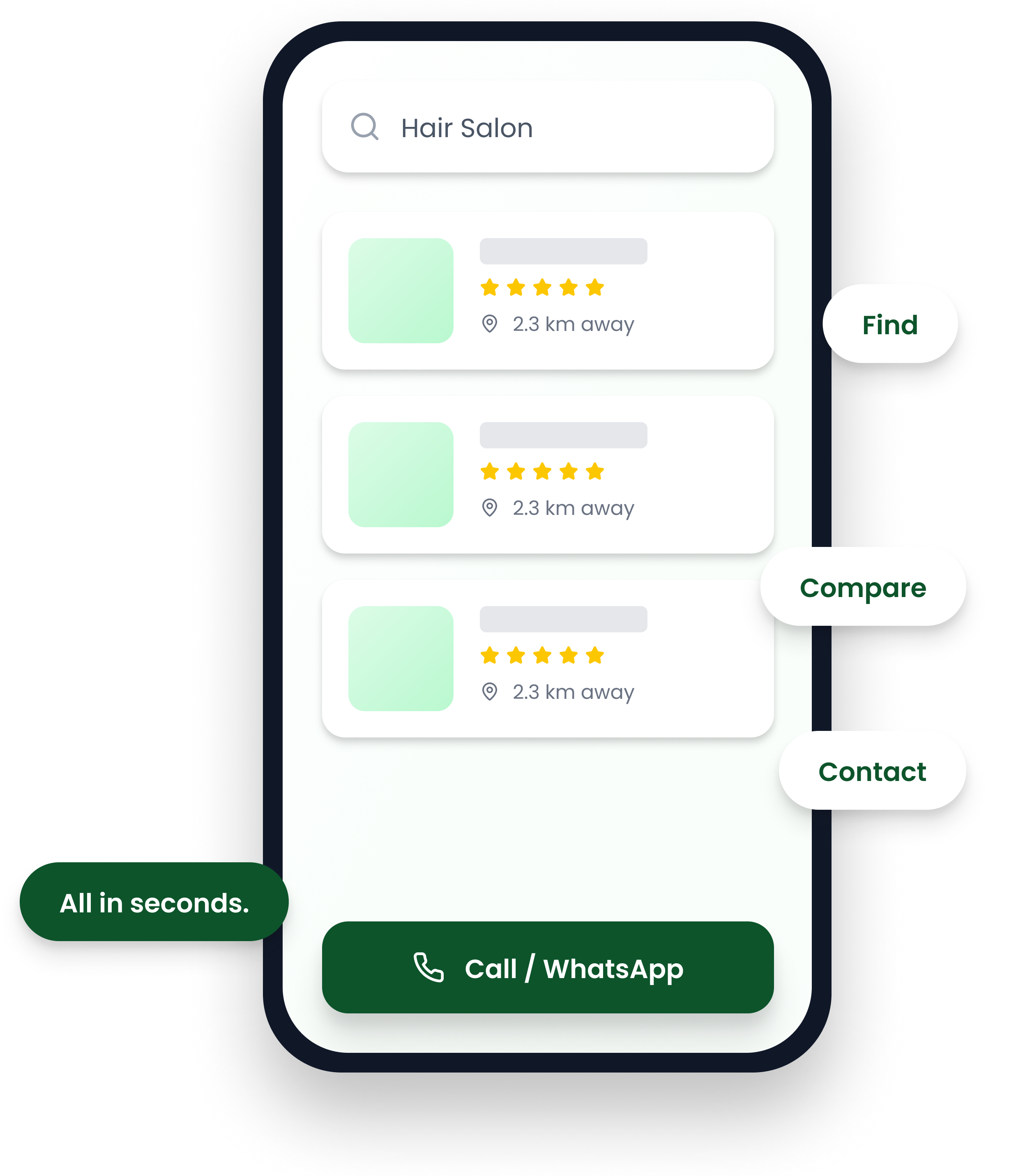 Juaso Business Directory on a phone: search, listings, and contact