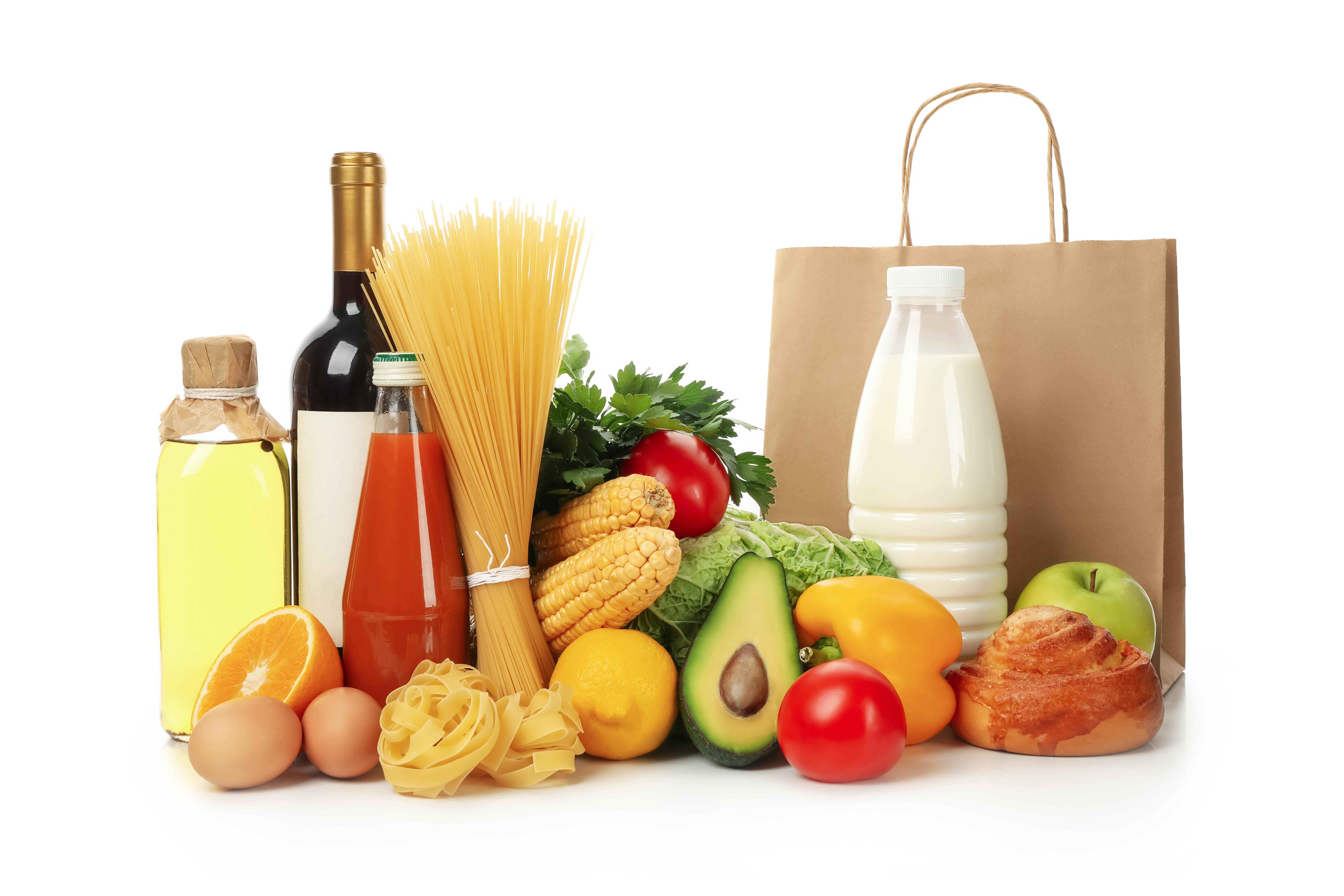 Groceries in a paper bag